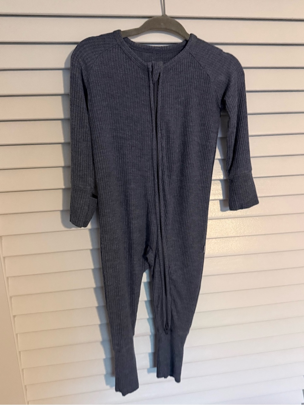 Little Sleepies Ribbed One-Piece Footie Pajamas in Slate Blue